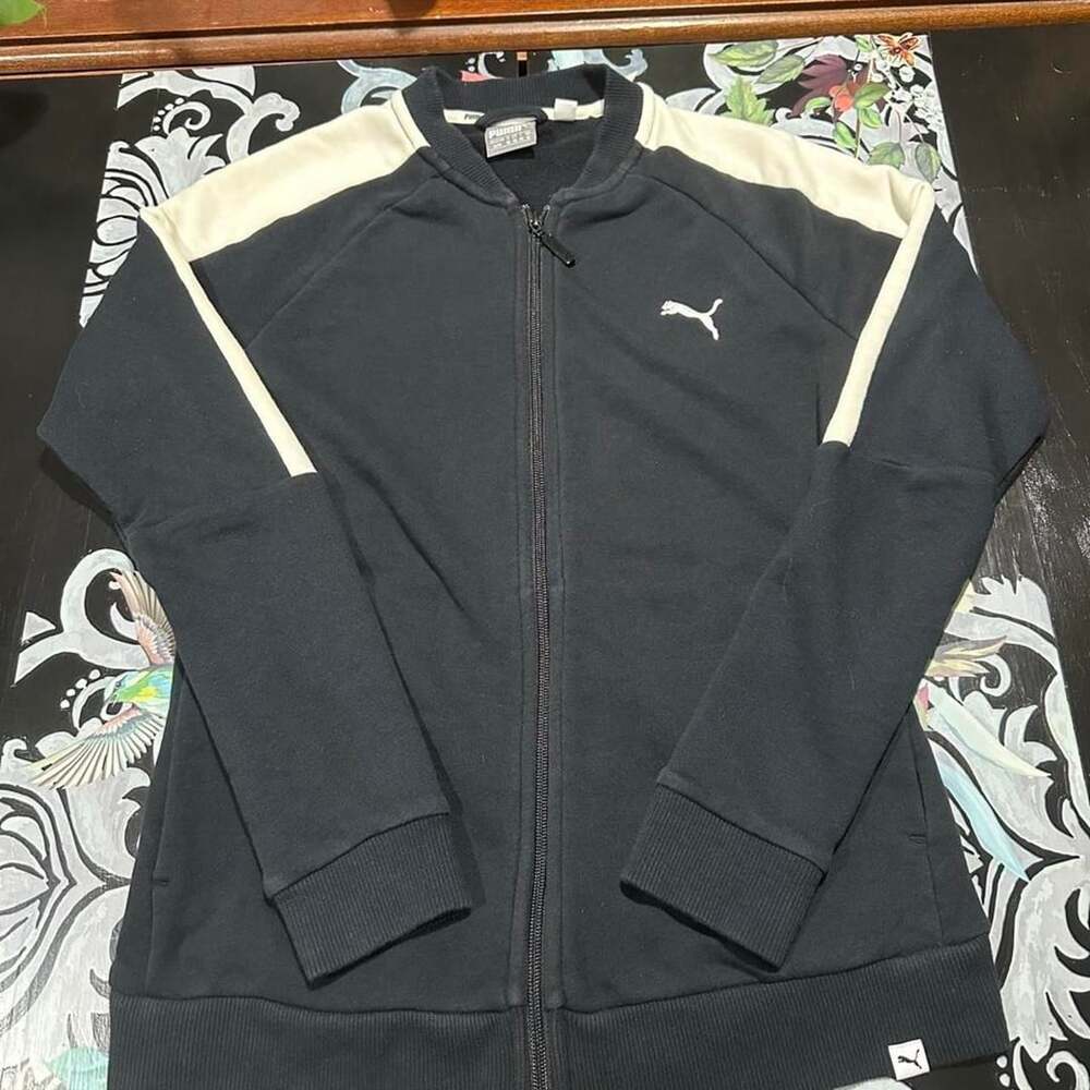 Puma Zip Up Track Jacket Black and White Women's Size M